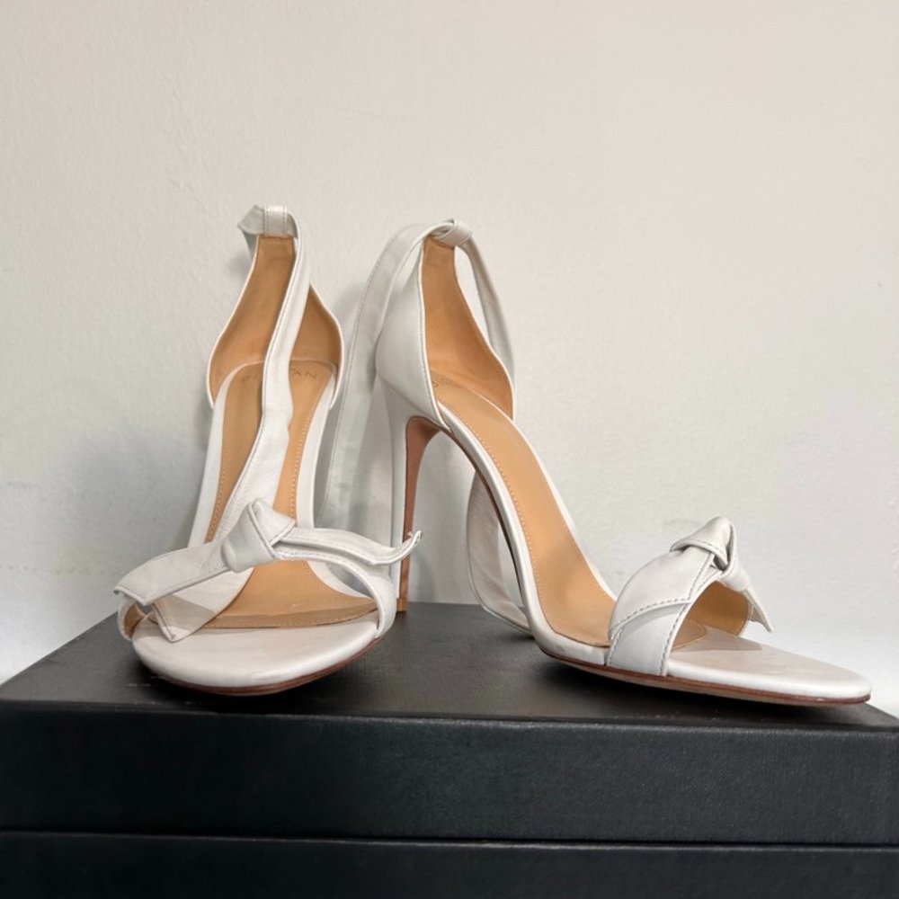 Auth Alexandre Birman Clarita Knitted Leather White Sandal